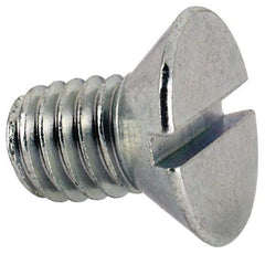 Value Collection - 3/8-16 UNC, 5/8" OAL Slotted Drive Machine Screw - Flat Head, Grade J82 Steel, Zinc-Plated Finish, Without Washer - Exact Tool & Supply