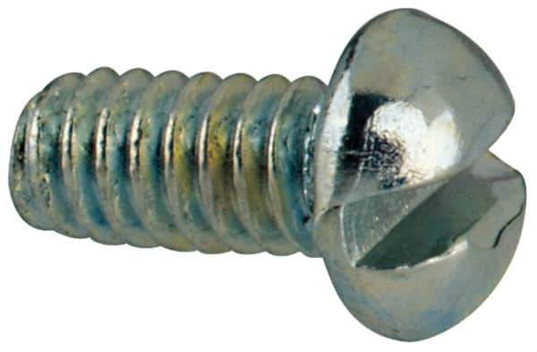 Value Collection - #2-56 UNC, 3/16" Length Under Head Slotted Drive Machine Screw - Round Head, Grade J82 Steel, Zinc-Plated Finish, Without Washer - Exact Tool & Supply