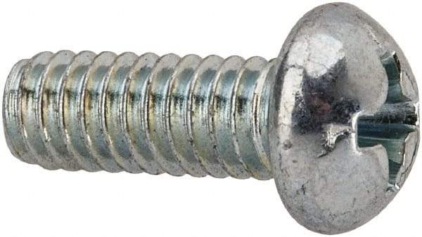 Value Collection - #8-32 UNC, 7/16" Length Under Head Phillips Drive Machine Screw - Round Head, Grade J82 Steel, Zinc-Plated Finish, Without Washer - Exact Tool & Supply