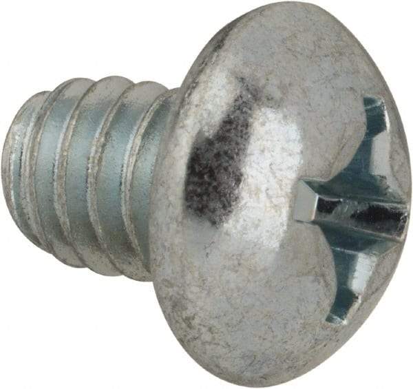 Value Collection - #12-24 UNC, 1/4" Length Under Head Phillips Drive Machine Screw - Round Head, Grade J82 Steel, Zinc-Plated Finish, Without Washer - Exact Tool & Supply