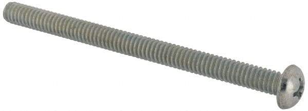 Value Collection - 1/4-20 UNC, 3-1/2" Length Under Head Phillips Drive Machine Screw - Round Head, Grade J82 Steel, Zinc-Plated Finish, Without Washer - Exact Tool & Supply
