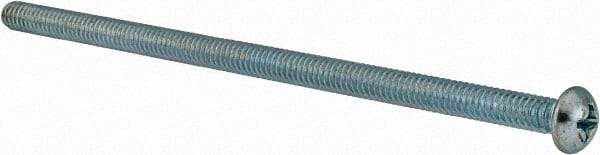 Value Collection - 1/4-20 UNC, 5-1/2" Length Under Head Phillips Drive Machine Screw - Round Head, Grade J82 Steel, Zinc-Plated Finish, Without Washer - Exact Tool & Supply