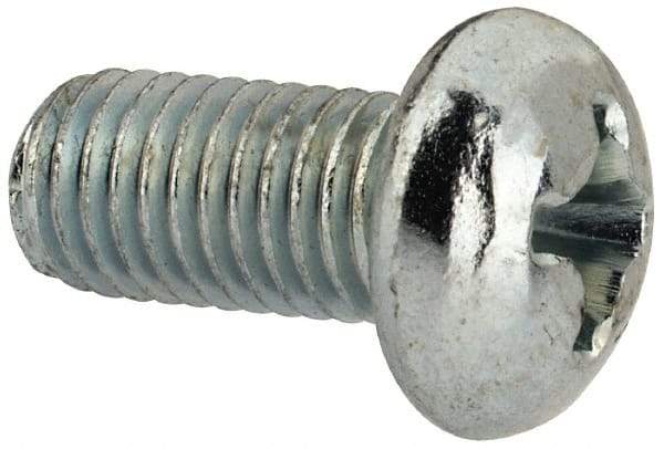 Value Collection - 1/4-28 UNF, 1/2" Length Under Head Phillips Drive Machine Screw - Round Head, Grade J82 Steel, Zinc-Plated Finish, Without Washer - Exact Tool & Supply