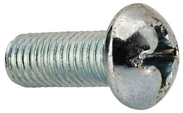 Value Collection - 1/4-28 UNF, 5/8" Length Under Head Phillips Drive Machine Screw - Round Head, Grade J82 Steel, Zinc-Plated Finish, Without Washer - Exact Tool & Supply