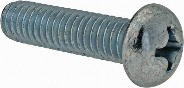 Value Collection - 5/16-18 UNC, 1-1/4" Length Under Head Phillips Drive Machine Screw - Round Head, Grade J82 Steel, Zinc-Plated Finish, Without Washer - Exact Tool & Supply