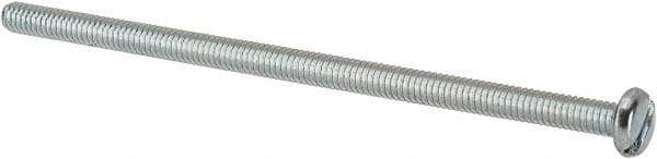 Value Collection - #8-32 UNC, 3-1/2" Length Under Head Slotted Drive Machine Screw - Pan Head, Grade J82 Steel, Zinc-Plated Finish, Without Washer - Exact Tool & Supply