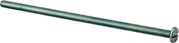 Value Collection - #8-32 UNC, 4" Length Under Head Slotted Drive Machine Screw - Pan Head, Grade J82 Steel, Zinc-Plated Finish, Without Washer - Exact Tool & Supply