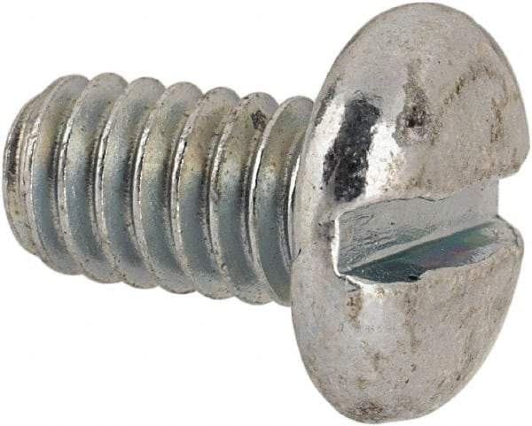 Value Collection - #12-24 UNC, 3/8" Length Under Head Slotted Drive Machine Screw - Pan Head, Grade J82 Steel, Zinc-Plated Finish, Without Washer - Exact Tool & Supply