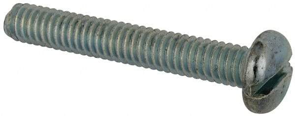 Value Collection - #12-24 UNC, 1-1/2" Length Under Head Slotted Drive Machine Screw - Pan Head, Grade J82 Steel, Zinc-Plated Finish, Without Washer - Exact Tool & Supply