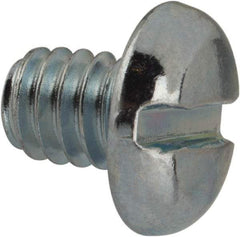 Value Collection - 1/4-20 UNC, 5/16" Length Under Head Slotted Drive Machine Screw - Pan Head, Grade J82 Steel, Zinc-Plated Finish, Without Washer - Exact Tool & Supply