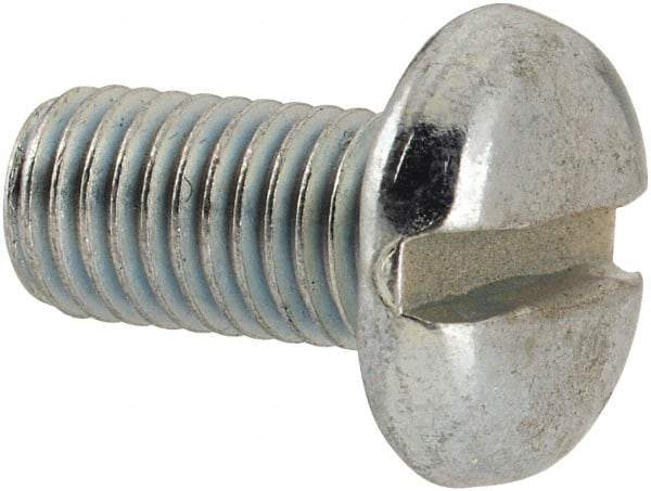 Value Collection - 1/4-28 UNF, 1/2" Length Under Head Slotted Drive Machine Screw - Pan Head, Grade J82 Steel, Zinc-Plated Finish, Without Washer - Exact Tool & Supply