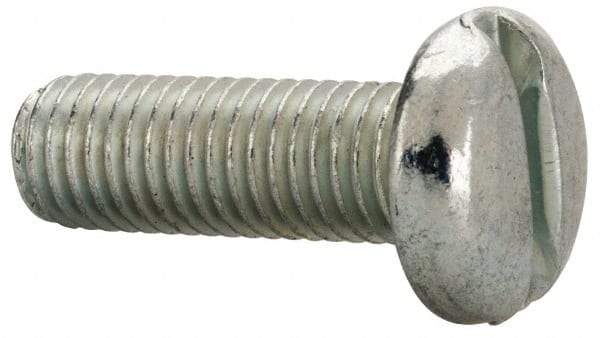 Value Collection - 1/4-28 UNF, 3/4" Length Under Head Slotted Drive Machine Screw - Pan Head, Grade J82 Steel, Zinc-Plated Finish, Without Washer - Exact Tool & Supply