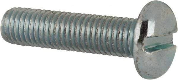 Value Collection - 1/4-28 UNF, 1" Length Under Head Slotted Drive Machine Screw - Pan Head, Grade J82 Steel, Zinc-Plated Finish, Without Washer - Exact Tool & Supply