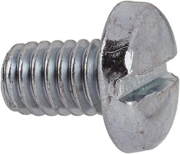 Value Collection - 5/16-18 UNC, 1/2" Length Under Head Slotted Drive Machine Screw - Pan Head, Grade J82 Steel, Zinc-Plated Finish, Without Washer - Exact Tool & Supply