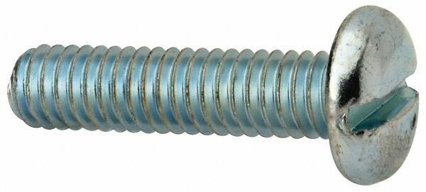 Value Collection - 5/16-18 UNC, 1-1/4" Length Under Head Slotted Drive Machine Screw - Pan Head, Grade J82 Steel, Zinc-Plated Finish, Without Washer - Exact Tool & Supply