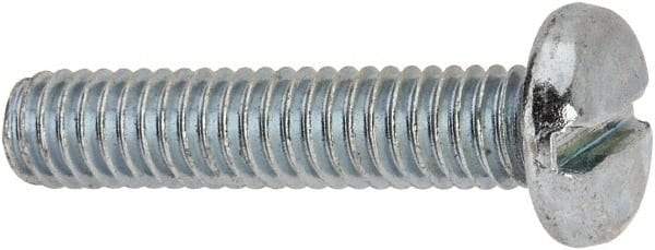 Value Collection - 5/16-18 UNC, 1-1/2" Length Under Head Slotted Drive Machine Screw - Pan Head, Grade J82 Steel, Zinc-Plated Finish, Without Washer - Exact Tool & Supply