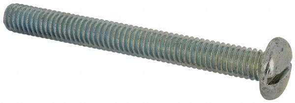 Value Collection - 5/16-18 UNC, 3" Length Under Head Slotted Drive Machine Screw - Pan Head, Grade J82 Steel, Zinc-Plated Finish, Without Washer - Exact Tool & Supply