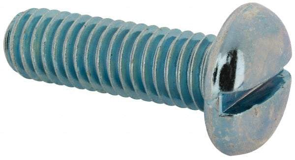 Value Collection - 3/8-16 UNC, 1-1/4" Length Under Head Slotted Drive Machine Screw - Pan Head, Grade J82 Steel, Zinc-Plated Finish, Without Washer - Exact Tool & Supply
