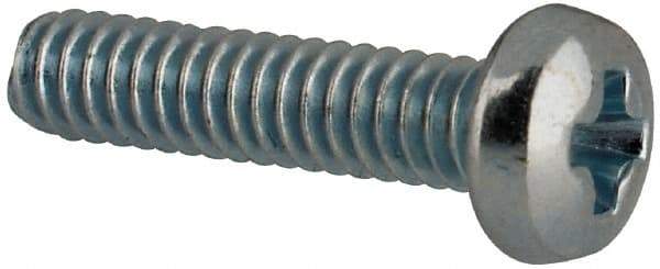 Value Collection - #3-48 UNC, 7/16" Length Under Head Phillips Drive Machine Screw - Pan Head, Grade J82 Steel, Zinc-Plated Finish, Without Washer - Exact Tool & Supply