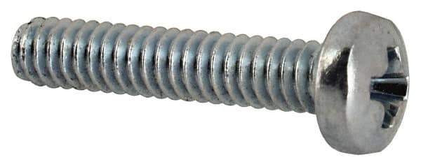 Value Collection - #3-48 UNC, 1/2" Length Under Head Phillips Drive Machine Screw - Pan Head, Grade J82 Steel, Zinc-Plated Finish, Without Washer - Exact Tool & Supply