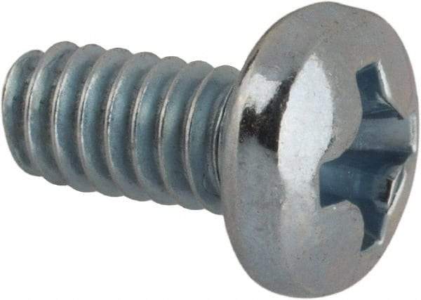Value Collection - #5-40 UNC, 1/4" Length Under Head Phillips Drive Machine Screw - Pan Head, Grade J82 Steel, Zinc-Plated Finish, Without Washer - Exact Tool & Supply