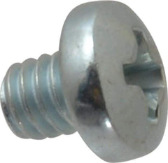 Value Collection - #8-32 UNC, 3/16" Length Under Head Phillips Drive Machine Screw - Pan Head, Grade J82 Steel, Zinc-Plated Finish, Without Washer - Exact Tool & Supply