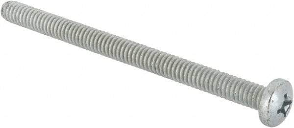 Value Collection - 1/4-20 UNC, 3-1/2" Length Under Head Phillips Drive Machine Screw - Pan Head, Grade J82 Steel, Zinc-Plated Finish, Without Washer - Exact Tool & Supply