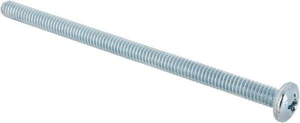 Value Collection - 1/4-20 UNC, 4-1/2" Length Under Head Phillips Drive Machine Screw - Pan Head, Grade J82 Steel, Zinc-Plated Finish, Without Washer - Exact Tool & Supply