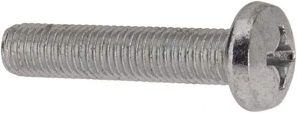 Value Collection - 1/4-28 UNF, 1-1/4" Length Under Head Phillips Drive Machine Screw - Pan Head, Grade J82 Steel, Zinc-Plated Finish, Without Washer - Exact Tool & Supply