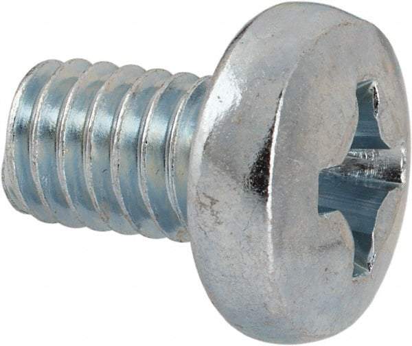 Value Collection - 5/16-18 UNC, 1/2" Length Under Head Phillips Drive Machine Screw - Pan Head, Grade J82 Steel, Zinc-Plated Finish, Without Washer - Exact Tool & Supply