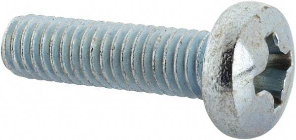 Value Collection - 5/16-18 UNC, 1-1/4" Length Under Head Phillips Drive Machine Screw - Pan Head, Grade J82 Steel, Zinc-Plated Finish, Without Washer - Exact Tool & Supply