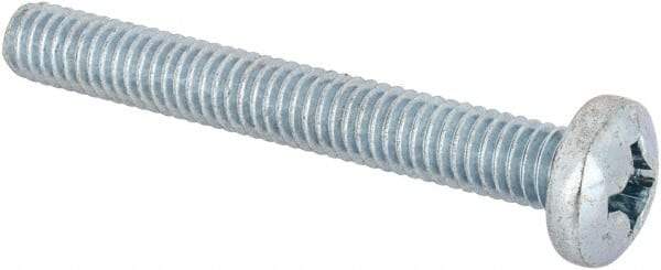 Value Collection - 5/16-18 UNC, 2-1/2" Length Under Head Phillips Drive Machine Screw - Pan Head, Grade J82 Steel, Zinc-Plated Finish, Without Washer - Exact Tool & Supply