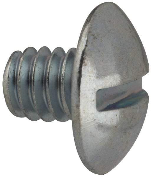 Value Collection - 1/4-20 UNC, 5/16" Length Under Head Slotted Drive Machine Screw - Truss Head, Grade J82 Steel, Zinc-Plated Finish, Without Washer - Exact Tool & Supply