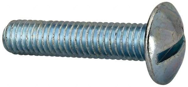 Value Collection - 3/8-16 UNC, 1-3/4" Length Under Head Slotted Drive Machine Screw - Truss Head, Grade J82 Steel, Zinc-Plated Finish, Without Washer - Exact Tool & Supply