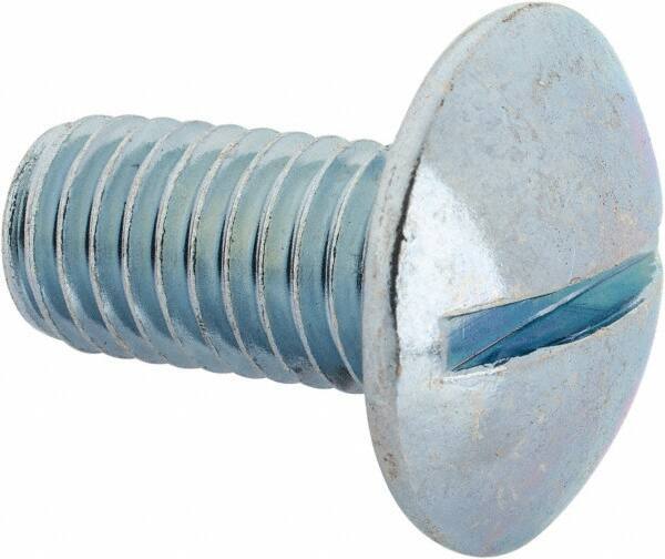 Value Collection - 1/2-13 UNC, 1" Length Under Head Slotted Drive Machine Screw - Truss Head, Grade J82 Steel, Zinc-Plated Finish, Without Washer - Exact Tool & Supply