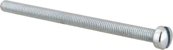 Value Collection - #10-32 UNF, 3" Length Under Head Slotted Drive Machine Screw - Fillister Head, Grade J82 Steel, Zinc-Plated Finish, Without Washer - Exact Tool & Supply