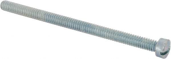 Value Collection - 1/4-20 UNC, 4" Length Under Head Slotted Drive Machine Screw - Fillister Head, Grade J82 Steel, Zinc-Plated Finish, Without Washer - Exact Tool & Supply