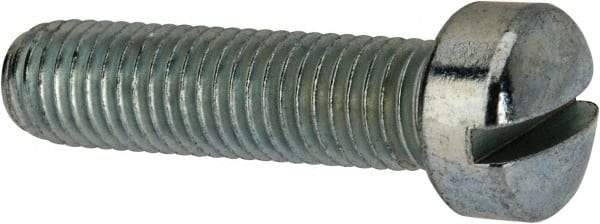 Value Collection - 1/4-28 UNF, 1" Length Under Head Slotted Drive Machine Screw - Fillister Head, Grade J82 Steel, Zinc-Plated Finish, Without Washer - Exact Tool & Supply
