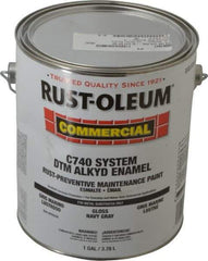 Rust-Oleum - 1 Gal Navy Gray Gloss Finish Alkyd Enamel Paint - 278 to 509 Sq Ft per Gal, Interior/Exterior, Direct to Metal, <400 gL VOC Compliance - Exact Tool & Supply