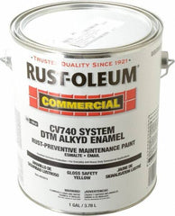 Rust-Oleum - 1 Gal Safety Yellow Gloss Finish Alkyd Enamel Paint - 278 to 509 Sq Ft per Gal, Interior/Exterior, Direct to Metal, <100 gL VOC Compliance - Exact Tool & Supply