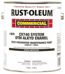 Rust-Oleum - 1 Gal Safety Red Gloss Finish Alkyd Enamel Paint - 278 to 509 Sq Ft per Gal, Interior/Exterior, Direct to Metal, <100 gL VOC Compliance - Exact Tool & Supply