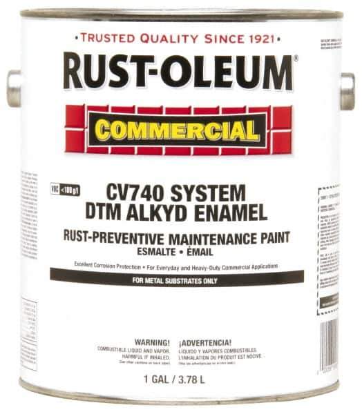 Rust-Oleum - 1 Gal Black Flat Finish Industrial Enamel Paint - 255 to 435 Sq Ft per Gal, Interior/Exterior - Exact Tool & Supply