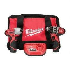 Milwaukee Tool - 12 Volt Cordless Tool Combination Kit - Includes 1/4" Hex Impact Driver & 3/8" Hammer Drill, Lithium-Ion Battery Included - Exact Tool & Supply