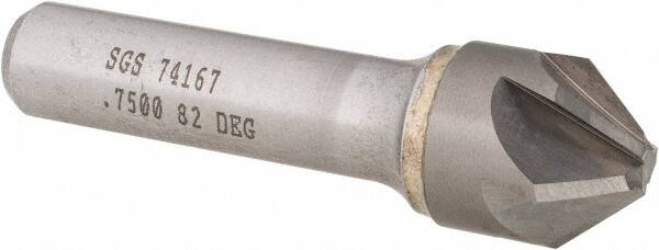 SGS - 3/4" Head Diam, 1/2" Shank Diam, 6 Flute 82° Solid Carbide Countersink - Exact Tool & Supply