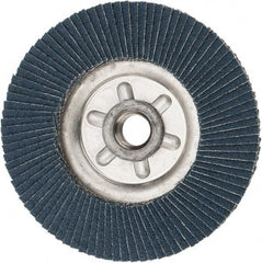 Weiler - 80 Grit, 4-1/2" Disc Diam, 5/8-11 Center Hole, Type 29 Zirconia Alumina Flap Disc - 13,000 Max RPM, Aluminum Backing, Quick Change Type S Attaching System, Coated - Exact Tool & Supply