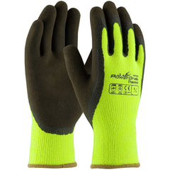 ‎41-1405/M Insulated Seamless Knit - PowerGrab Thermo - HV Lime Acrylic Terry Shell - Latex MicroFinish Grip - Exact Tool & Supply