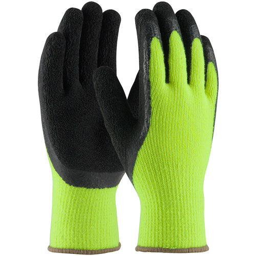 ‎41-1420/M Insulated Seamless Knit - HV Lime Yellow 7G Acrylic Shell - Black Latex Crinkle Grip - Unbranded - Exact Tool & Supply