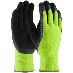 ‎41-1420/M Insulated Seamless Knit - HV Lime Yellow 7G Acrylic Shell - Black Latex Crinkle Grip - Unbranded - Exact Tool & Supply