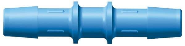 Made in USA - 3/16" Barb, HDPE Single Barbed Tube Straight Coupler - Blue, Male - Exact Tool & Supply