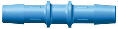 Made in USA - 3/16" Barb, HDPE Single Barbed Tube Straight Coupler - Blue, Male - Exact Tool & Supply